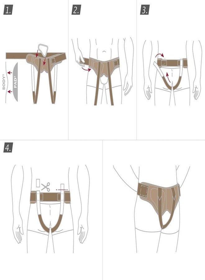 Actimove Professional Hernia Support Belt | Truss for Double Inguinal, With Removable Cushions For Pre or Post-Surgical Scrotal, Femoral, Comfortable Adjustable Waist Strap Hernia | Beige, Medium - Image 4