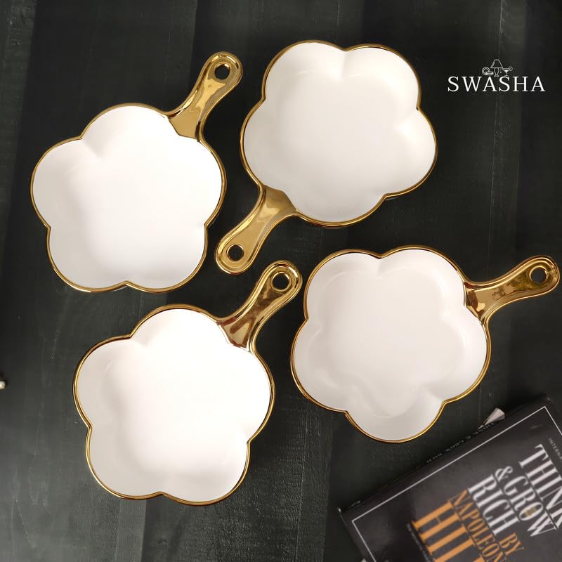 Swasha Single Handle Platter for Chilli Potatos, Noodles, Momos, Soups, Pasta, Maggi | Set of 1 | White - Image 3