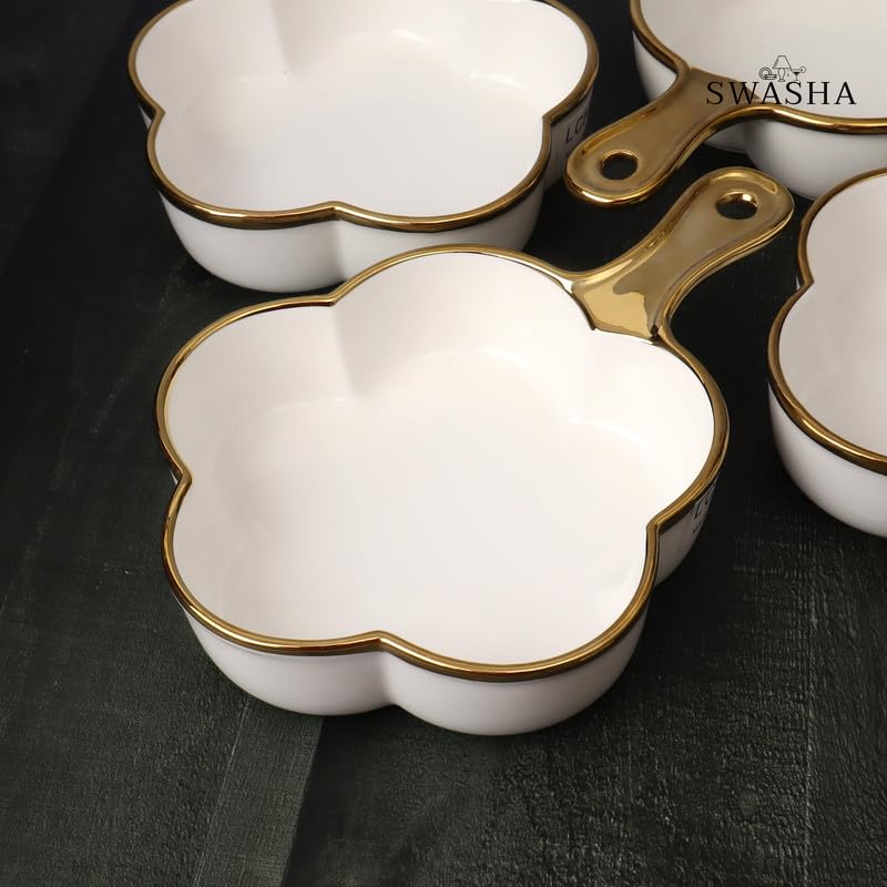 Swasha Single Handle Platter for Chilli Potatos, Noodles, Momos, Soups, Pasta, Maggi | Set of 1 | White - Image 1
