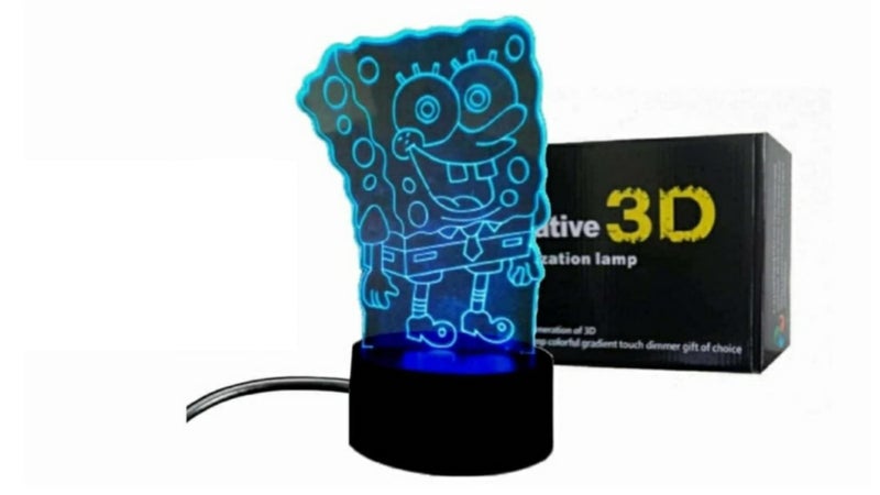 Z ZILLION CRAFT ز زليون كرافت سبونج بوب 3D إيلوشن نايت لايت مع دعم كابل USB أو بطارية ووضع حساس للمس مع تغيير ألوان متعددة