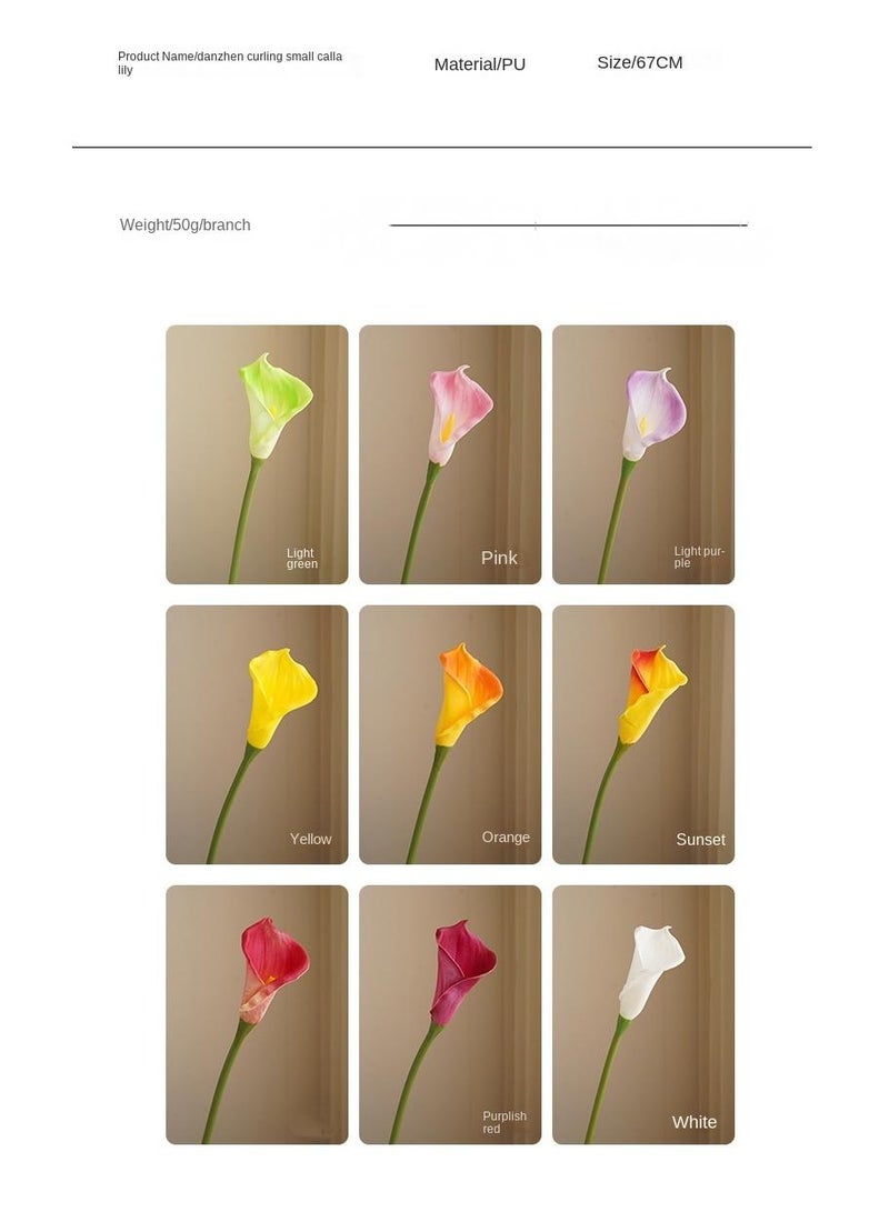 Generic 5-Pieces Artificial flower simulation calla lily high texture PU feel home decoration plant Brown  - Image 3