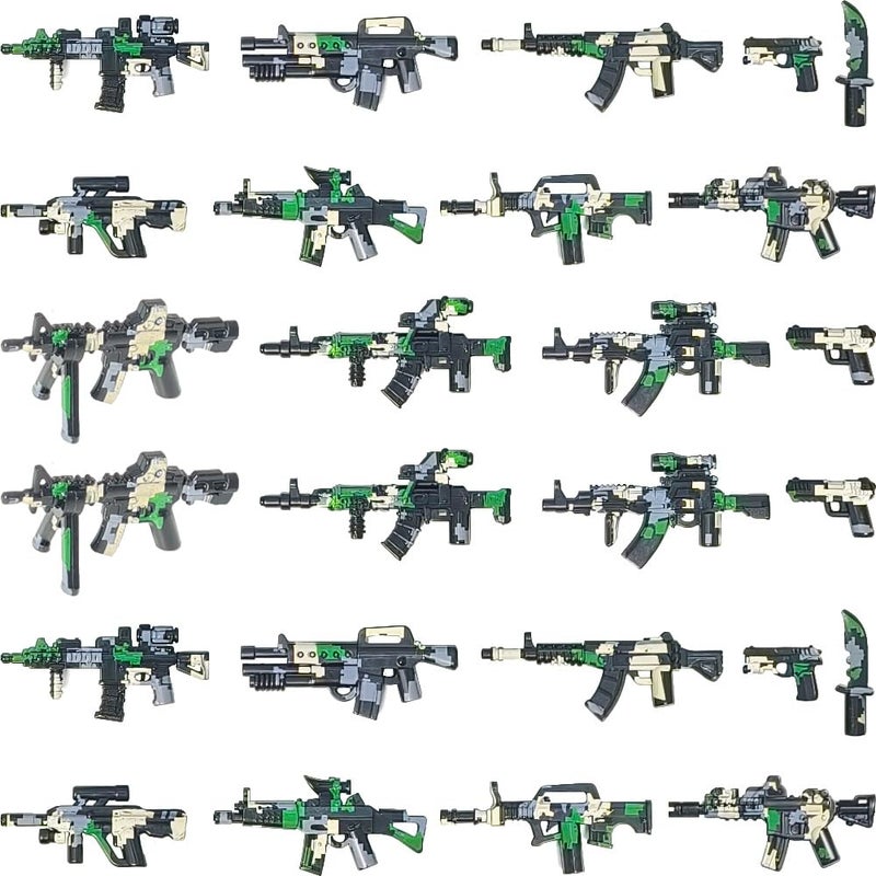 Nicolababe 390+ Pcs Military Weapon Pack Building Blocks Toys Army Weapon Set Soldier Gear Set SWAT Accessories Kits, Camouflage Helmet Tactical Vest Shields Gatling, Compatible with Major Minifigure - Image 4