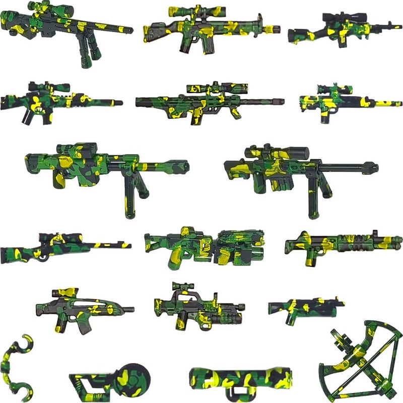 Nicolababe 390+ Pcs Military Weapon Pack Building Blocks Toys Army Weapon Set Soldier Gear Set SWAT Accessories Kits, Camouflage Helmet Tactical Vest Shields Gatling, Compatible with Major Minifigure - Image 3