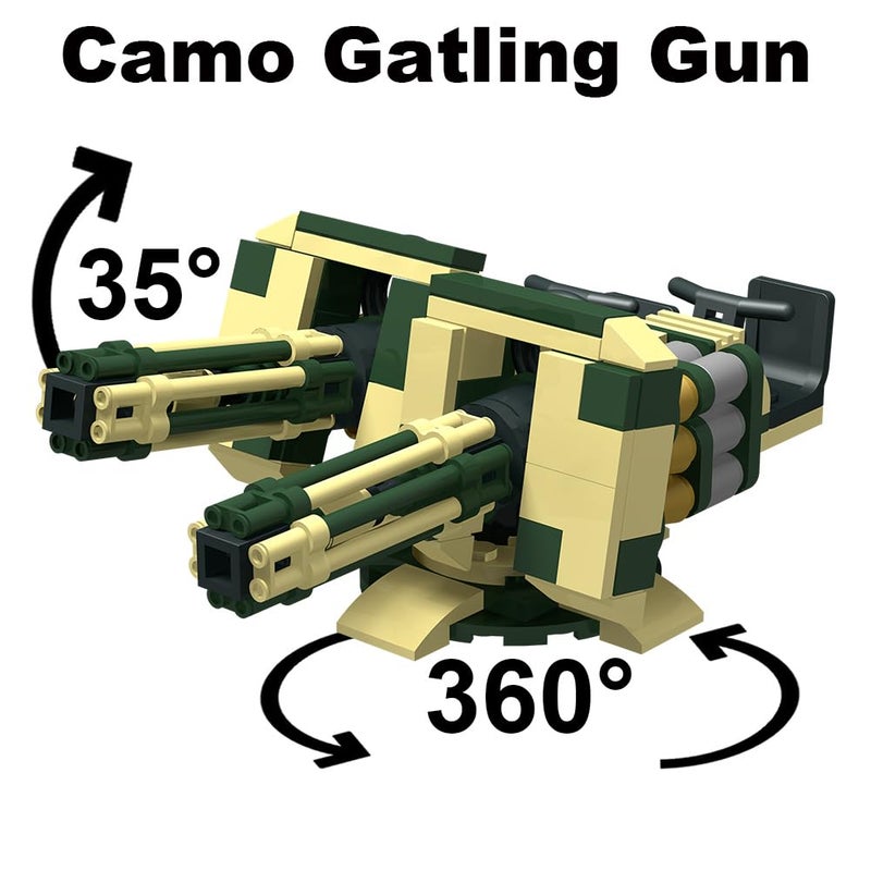 Nicolababe 390+ Pcs Military Weapon Pack Building Blocks Toys Army Weapon Set Soldier Gear Set SWAT Accessories Kits, Camouflage Helmet Tactical Vest Shields Gatling, Compatible with Major Minifigure - Image 5