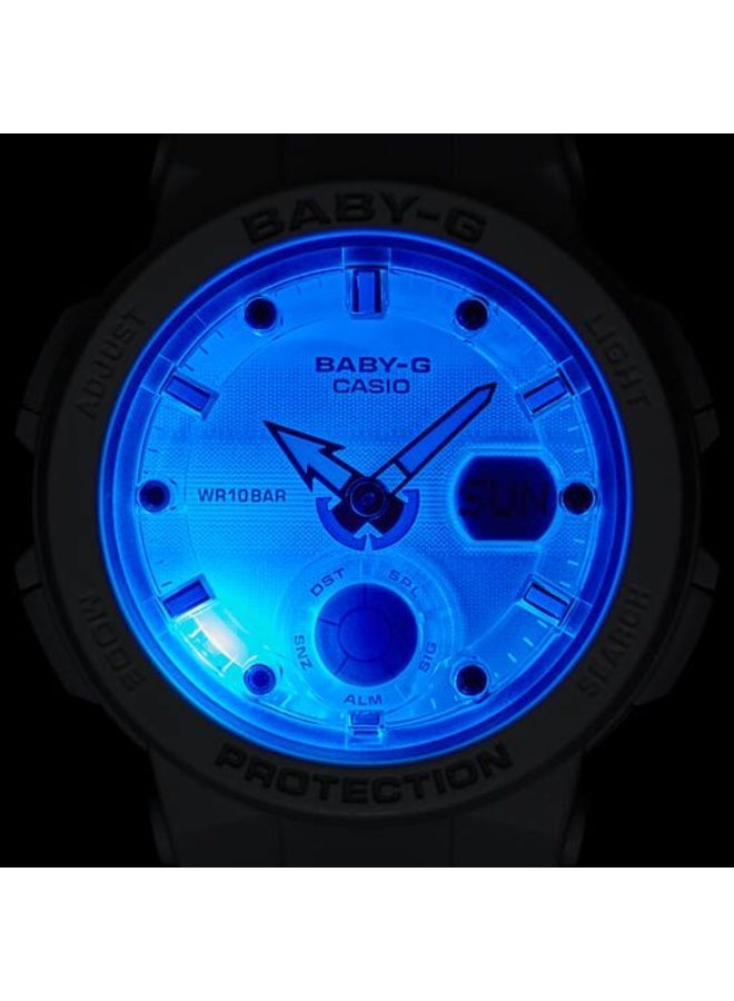 كاسيو ساعة CASIO BABY-G BGA-250-7A2 نسائية أنالوج ورقمية، سوار راتنج أبيض، مقاومة للصدمات، مقاومة للماء 100 متر، إضاءة Neon Illuminator - Image 5
