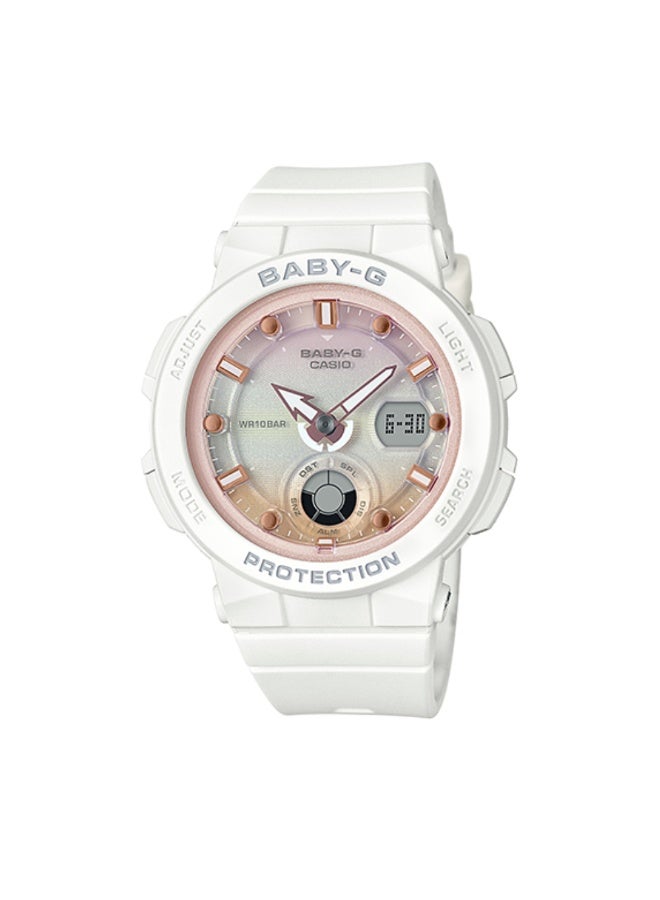 كاسيو ساعة CASIO BABY-G BGA-250-7A2 نسائية أنالوج ورقمية، سوار راتنج أبيض، مقاومة للصدمات، مقاومة للماء 100 متر، إضاءة Neon Illuminator - Image 1