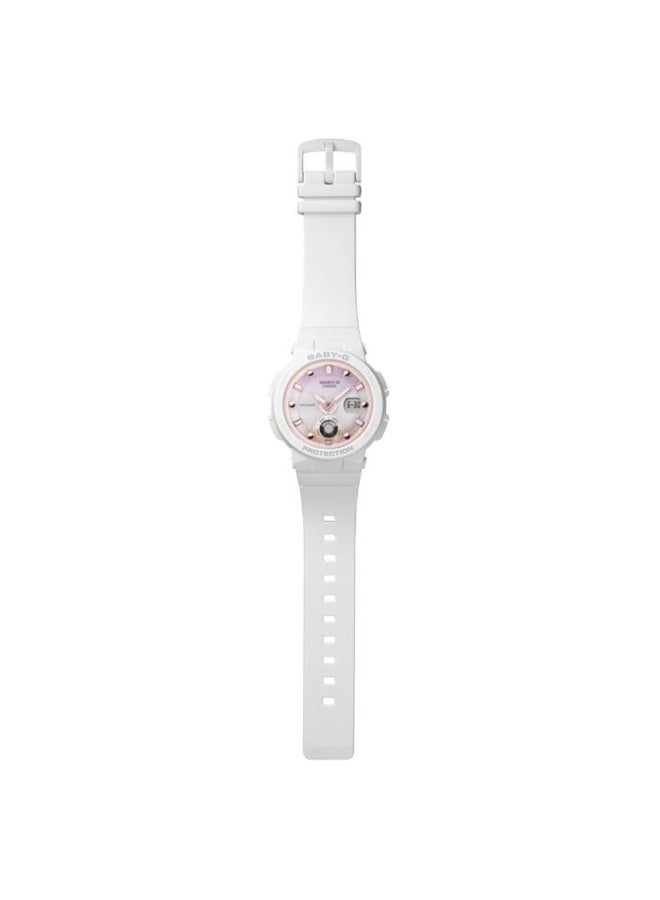 كاسيو ساعة CASIO BABY-G BGA-250-7A2 نسائية أنالوج ورقمية، سوار راتنج أبيض، مقاومة للصدمات، مقاومة للماء 100 متر، إضاءة Neon Illuminator - Image 2