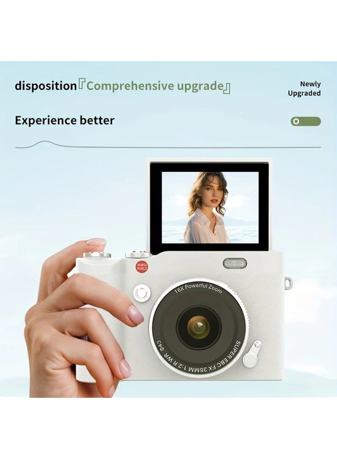 Black Retro Flip Digital Camera 32GB Memory Card Lanyard Rechargeable Selfie Student Gift - Image 4