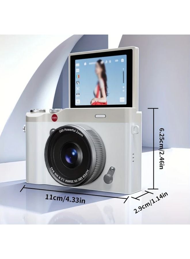 Black Retro Flip Digital Camera 32GB Memory Card Lanyard Rechargeable Selfie Student Gift - Image 2