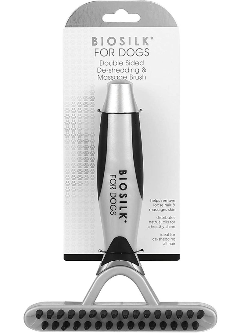 بيوسيلك New & Improved BioSilk for Dogs 2 -in-1 De-Shedding Blade and Massage Brush | Removes Mats, Tangles & Loose Hair from Dogs Topcoat | Dog Brush for Long or Short Haired Dogs for All Dogs - Image 1