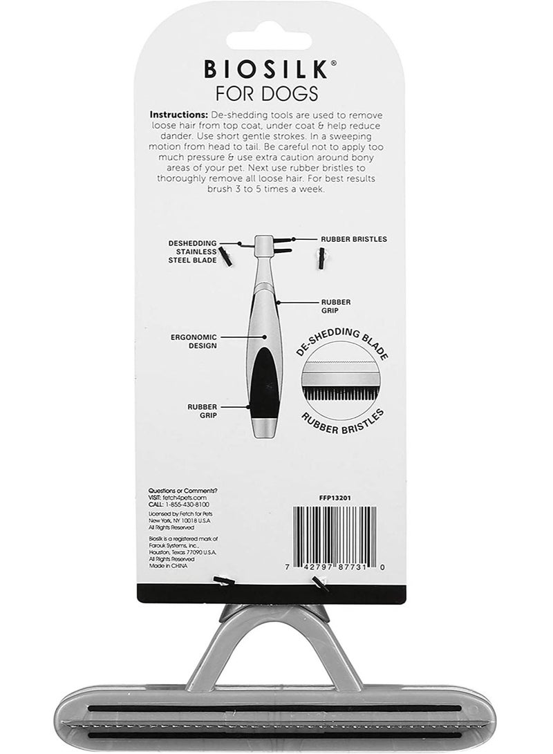 بيوسيلك New & Improved BioSilk for Dogs 2 -in-1 De-Shedding Blade and Massage Brush | Removes Mats, Tangles & Loose Hair from Dogs Topcoat | Dog Brush for Long or Short Haired Dogs for All Dogs - Image 2