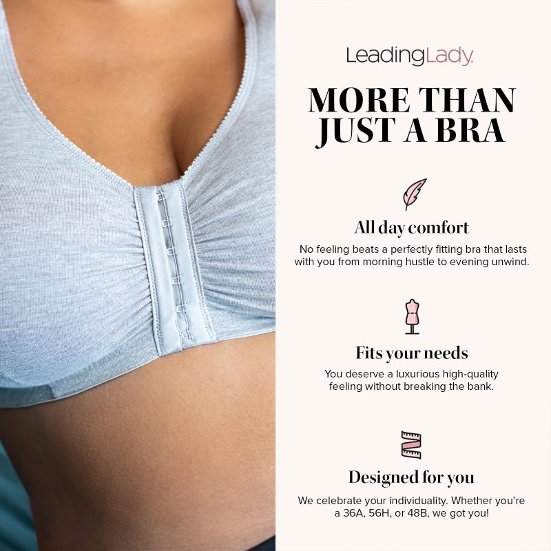 Leading Lady Leading Lady Meryl Cotton Front-Closure Comfort & Sleep Bra - Comfy Cotton Sleep and Leisure Bras For Women.  - Image 3