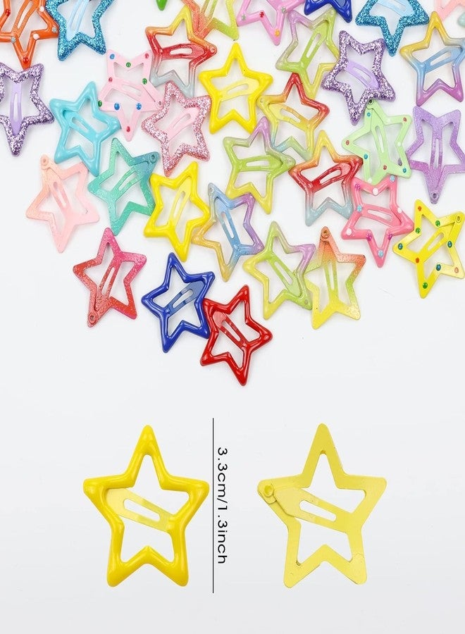 VORSET 10 Pcs Star Hair Clips for Baby Girls & Kids | Glitter Star Shape Tic Tac Hair Clips | Small Multicolor Barrettes Hair Accessories for Girls & Women - Image 3