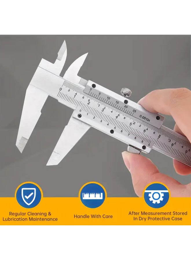 2pcs 0 6 Inch Precision Vernier Caliper Set Dual Metric Imperial Scale Carbon Steel - Image 3