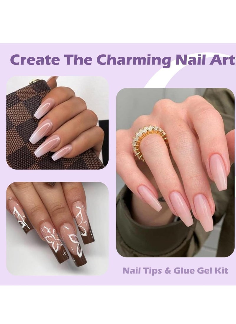 Saviland SAVILAND Gel X Nail Kit: All-in-1 Beginner Gel Nail Kit with Nail Drill 0.5Oz Nail Glue Gel 500PCS Long Coffin Nail Tips U V Lamp Acrylic Nail Kit Home Salon DIY Nail Art Gel Kit Manicure Gift  - Image 2