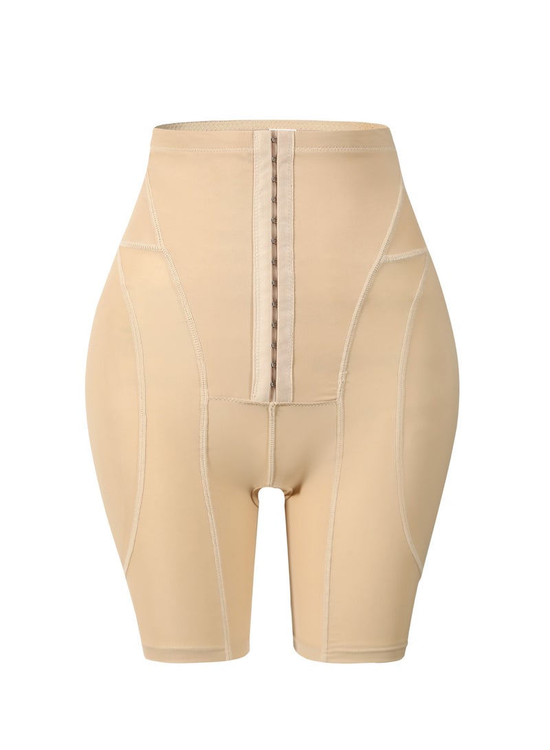 DUNISO Women's high waisted shapewear shorts, belly control shorts with sponge pad, adjustable elastic buckle, breathable and soft, suitable for postpartum shapewear or daily wear,beige, size L - Image 1