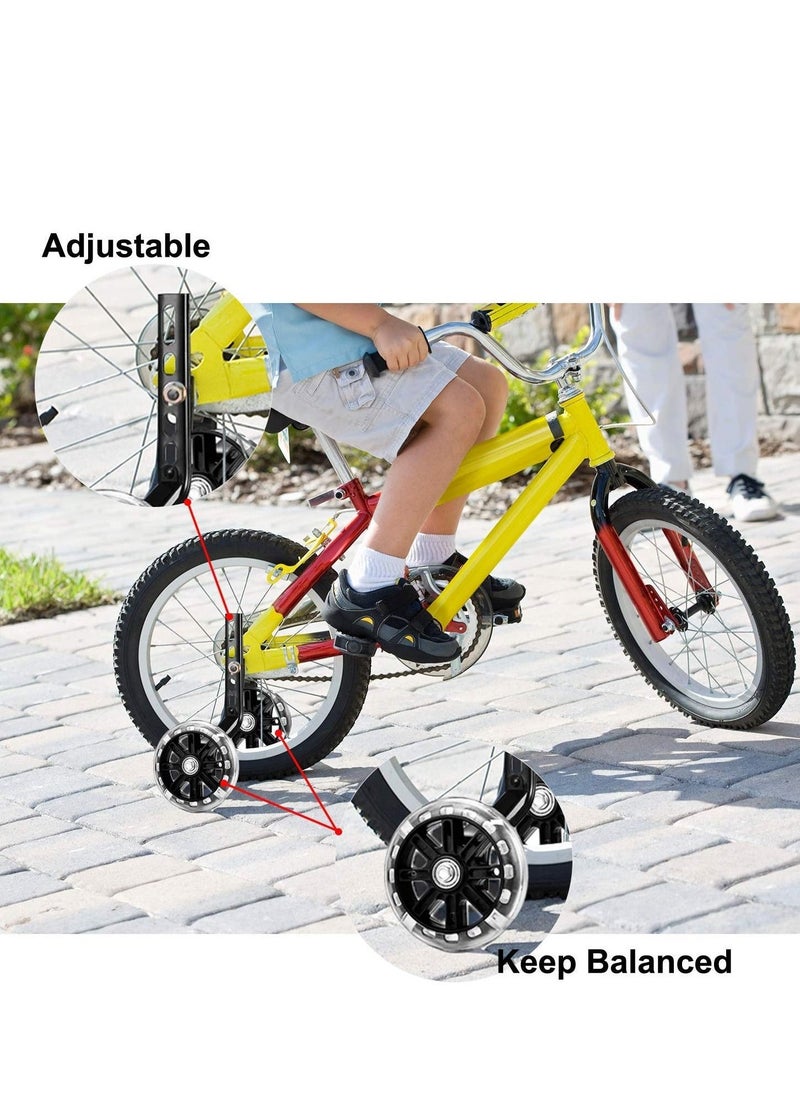 SYOSI Kids Bike Support Wheel, Rear Training Wheel Stabilizer for 12 14 16 18 20 Inch Bike Silent Flash Wheel Boys and Girls Practice Stabilizer Mounting Kit (1 Set, Black)  - Image 2
