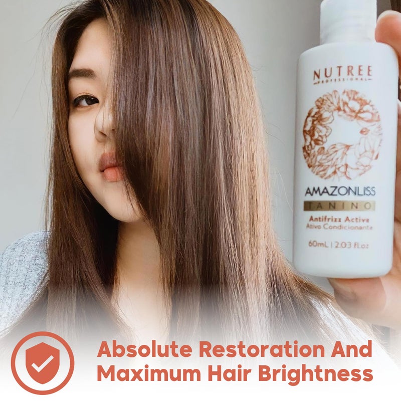 Amazonliss Hair Straightening Brazilian Treatment Tanino - Taninoplastia Hair Treatment - Smoothing, Hydrating, Repairing, Extreme Shine Effect - Formaldehyde Free - 2.03 Fl.oz (Tanino) - Image 3