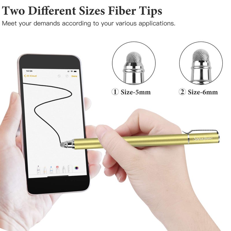 StylusHome Stylus Pens for Touch Screens(6 Pcs),Sensitivity 2 in 1 Fiber Tips Capacitive Stylus with 12 Extra Replaceable Tips for iPad iPhone Tablets Samsung Galaxy All Universal Touch Screen Devices - Image 4
