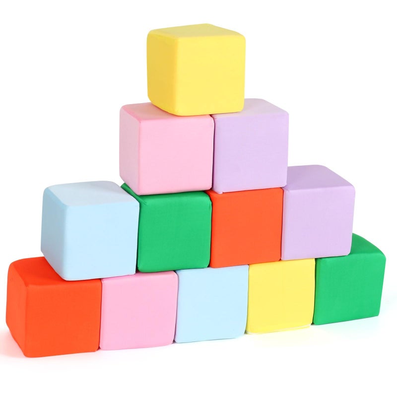 FUBOTRAD Foam Pit Blocks with Cover Foam Padding Sponge Pit Cubes Sponge Blocks for Amusement Park Gymnastics Freerunning and Parkour Courses 12PCS 5x5x5 YellowGreenBluePinkPurpleOrange - Image 3