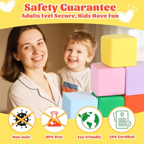 FUBOTRAD Foam Pit Blocks with Cover Foam Padding Sponge Pit Cubes Sponge Blocks for Amusement Park Gymnastics Freerunning and Parkour Courses 12PCS 5x5x5 YellowGreenBluePinkPurpleOrange - Image 5