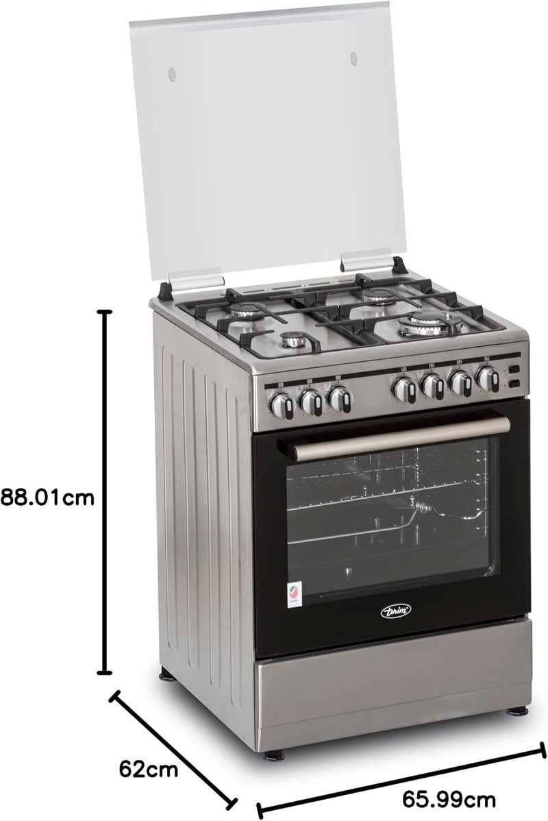 Terim 60X60 Cm Gas Cooking Range, Self Cleaning Function, Cast Iron Pan Support, Automatic, TERGC66ST TERGC66ST Silver - Image 2