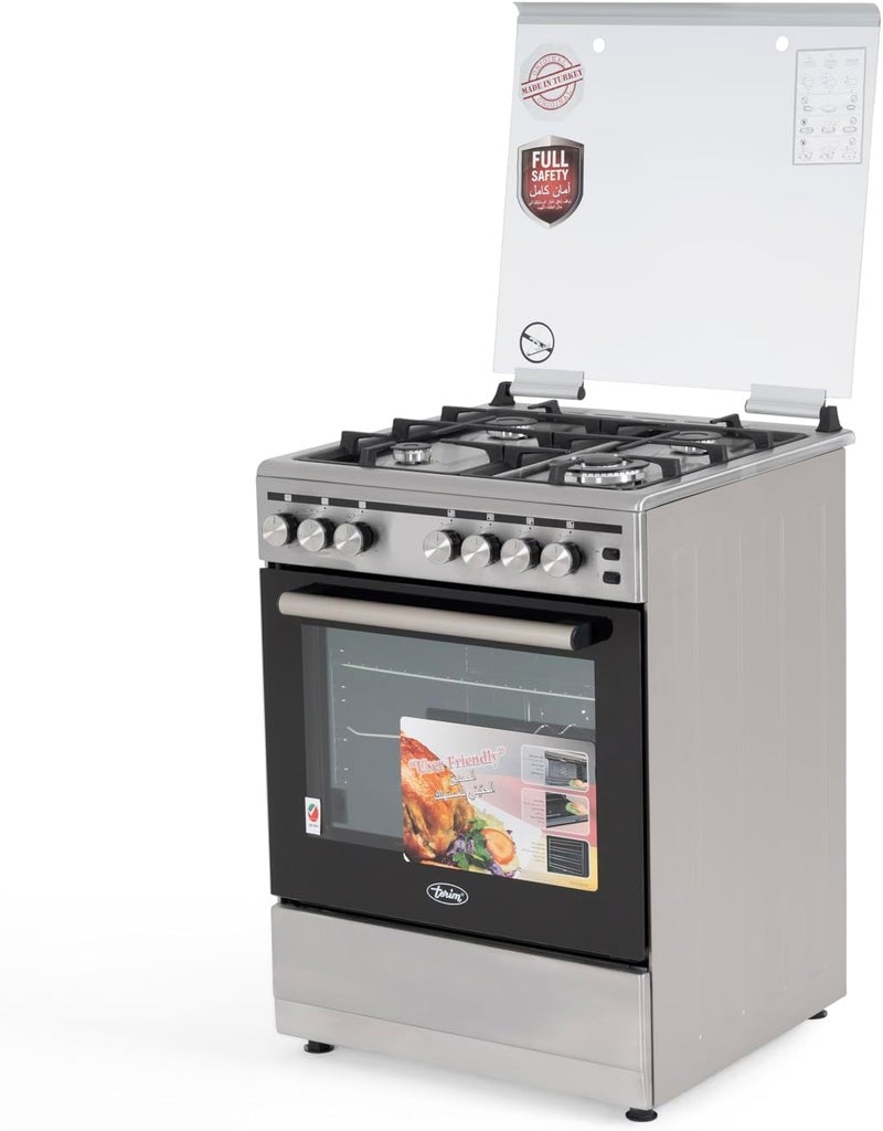 Terim 60X60 Cm Gas Cooking Range, Self Cleaning Function, Cast Iron Pan Support, Automatic, TERGC66ST TERGC66ST Silver - Image 4
