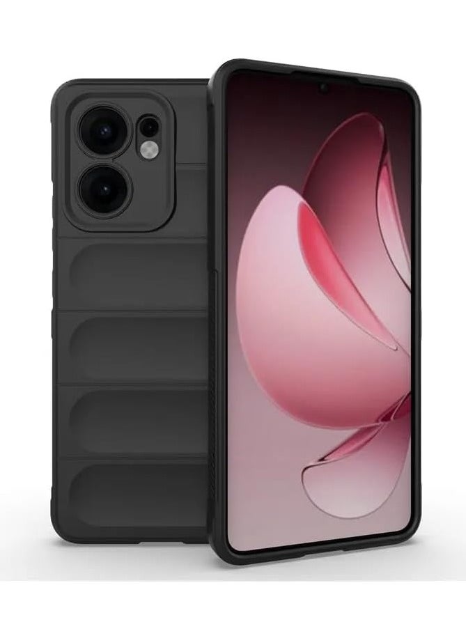 Generic Premium Protection Back Silicone Case Compatible with Oppo Reno 13F Magic Shield Shockproof Case with Camera Protection (Black) 