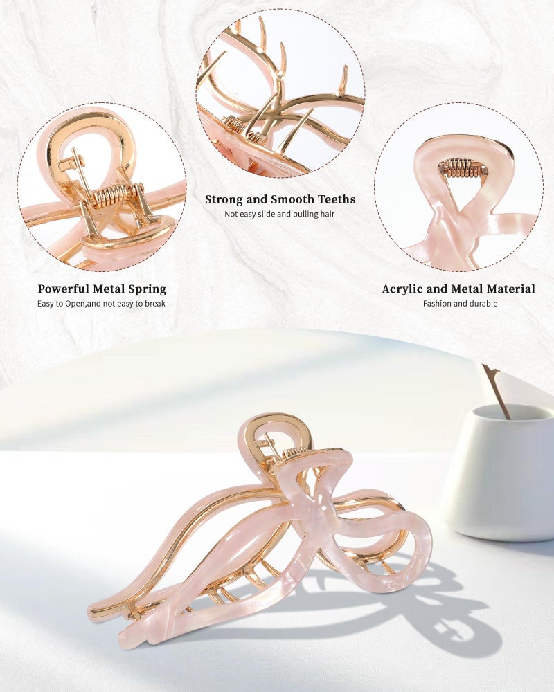 WELROG 2 Pack Metal Bow Claw Clips - Non-Slip Hair Claw Clips for Women,Elegant Large Hair Clip for Thin and Thick Hair (Gold) - Image 4