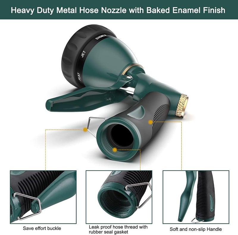 Fanhao Garden Hose Nozzle Sprayer Heavy Duty, 100% Metal Spray Nozzle High Pressure Water Hose Nozzle with 7 Patterns for Watering Garden, Washing Cars and Showering Pets - Image 3