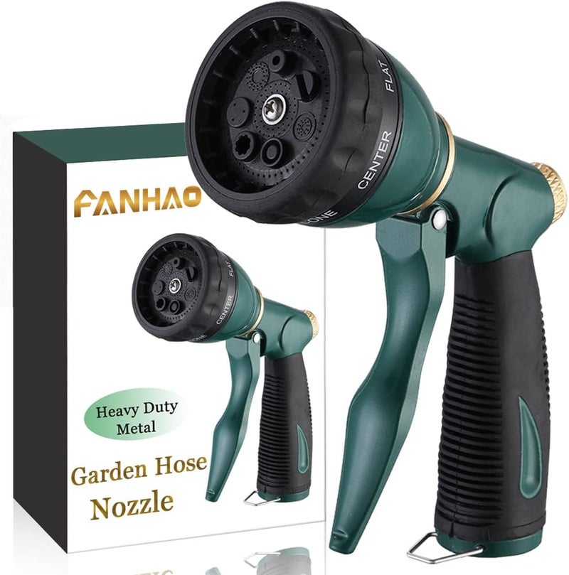 Fanhao Garden Hose Nozzle Sprayer Heavy Duty, 100% Metal Spray Nozzle High Pressure Water Hose Nozzle with 7 Patterns for Watering Garden, Washing Cars and Showering Pets - Image 1