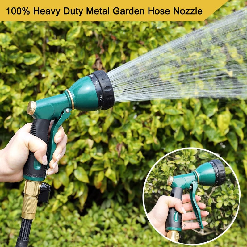 Fanhao Garden Hose Nozzle Sprayer Heavy Duty, 100% Metal Spray Nozzle High Pressure Water Hose Nozzle with 7 Patterns for Watering Garden, Washing Cars and Showering Pets - Image 2