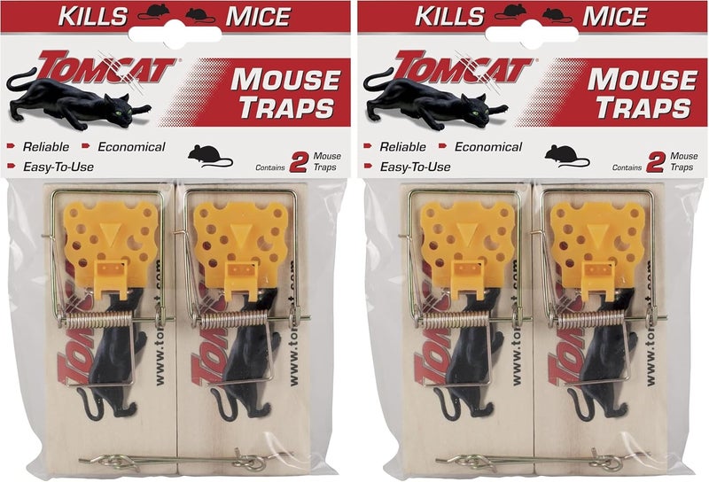 TOMCAT Mouse Traps (Wooden), Inexpensive, Effective Way to Catch Mice in The Home, 2 Traps (Pack of 2) - Image 1