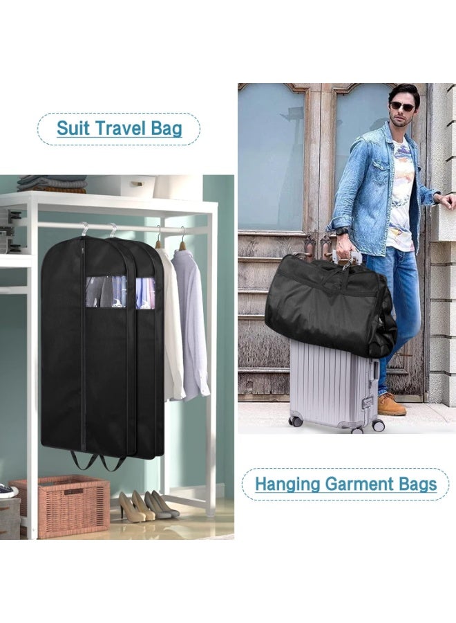 3pcs Garment Bags, 43 Extended Version Garment Bags For Hanging Clothes, Extra Thick Suit u0026 Dress Cover, Transparent Viewing Window Design, Env-Friendly Breathable Suit Bags For Closet Storage, Garment Bags For Storage Suits,T-Shirts, Jackets, Coats, Shirts, Jackets, Suitable For Adults And Children (Black 43*24in) - Image 3