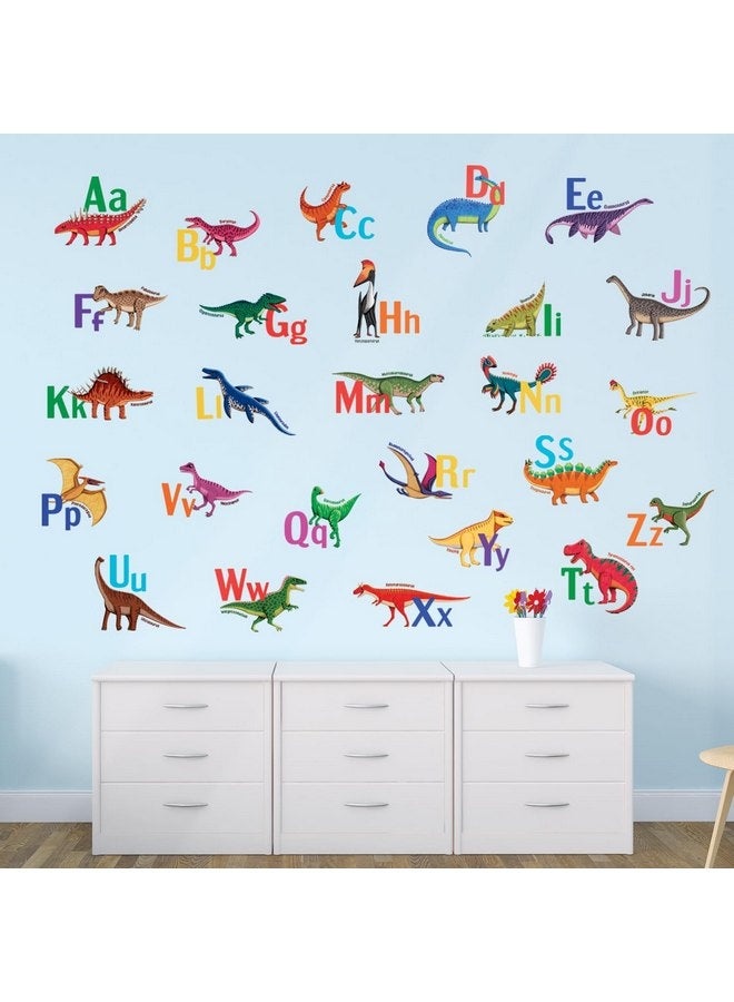 ديكو وال ملصقات حائط ملونة من DECOWALL DS9-8080 لتعليم أبجدية الديناصورات، ملصقات تعليمية للأطفال والأولاد وغرف نوم الأطفال وغرف المعيشة وديكورات المنزل وحروف الفصول الدراسية وغرف اللعب - Image 2