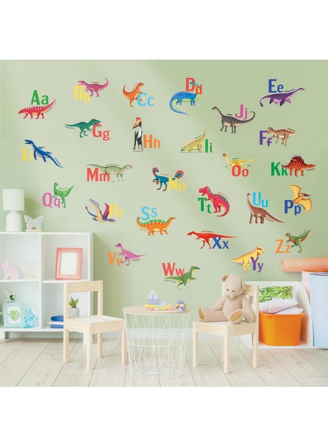ديكو وال ملصقات حائط ملونة من DECOWALL DS9-8080 لتعليم أبجدية الديناصورات، ملصقات تعليمية للأطفال والأولاد وغرف نوم الأطفال وغرف المعيشة وديكورات المنزل وحروف الفصول الدراسية وغرف اللعب - Image 1