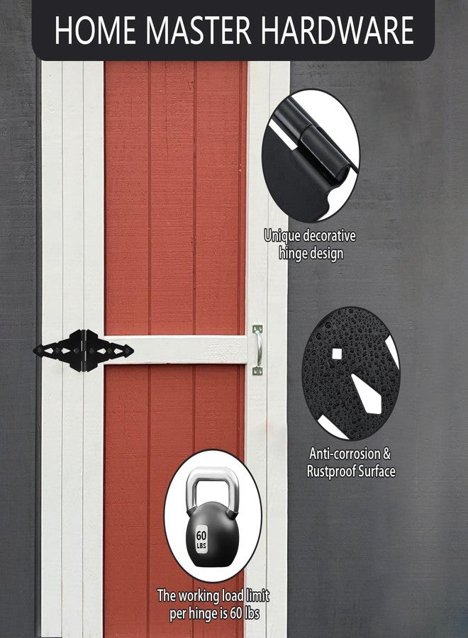HOME MASTER HARDWARE Wood Gate Hardware Set - Heavy Duty 8" Decorative Strap Hinges and Spring Loaded Latch Kit with Screws for Outdoor Fence Swing Gate Black Finish - Image 5