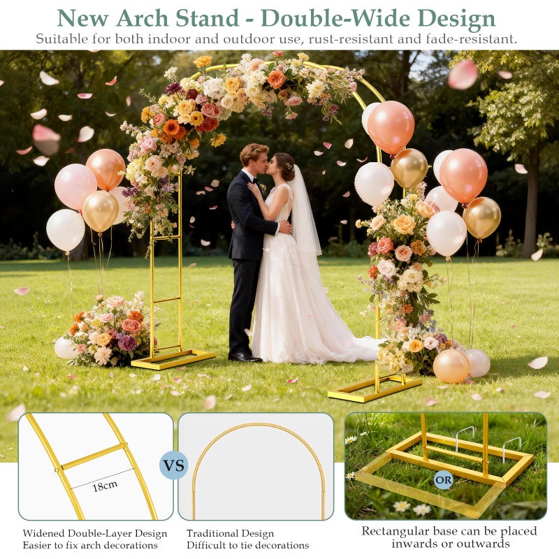WellSign Wedding Arch 6.6FTx3.5FT, Garden trellis for climbing plants outdoor, Gold Metal Pergola Arbors for Flower Arch Archway, Assemble Freely 3 Sizes for Party Decoration,Garden Wide Arbor Trellis - Image 5