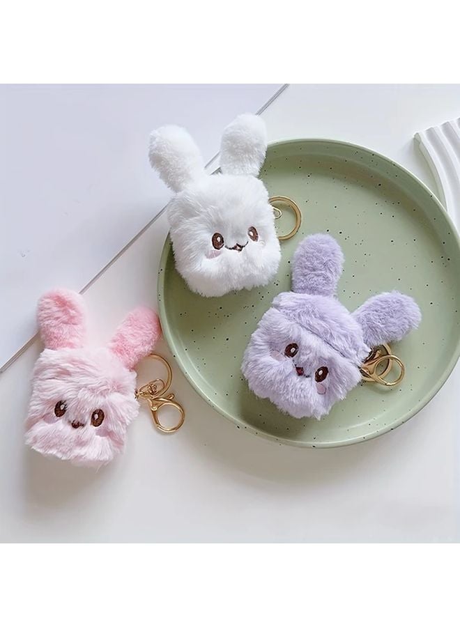 Purple Cute Fluffy Rabbit Design Protective Case For AirPods Pro - Image 5