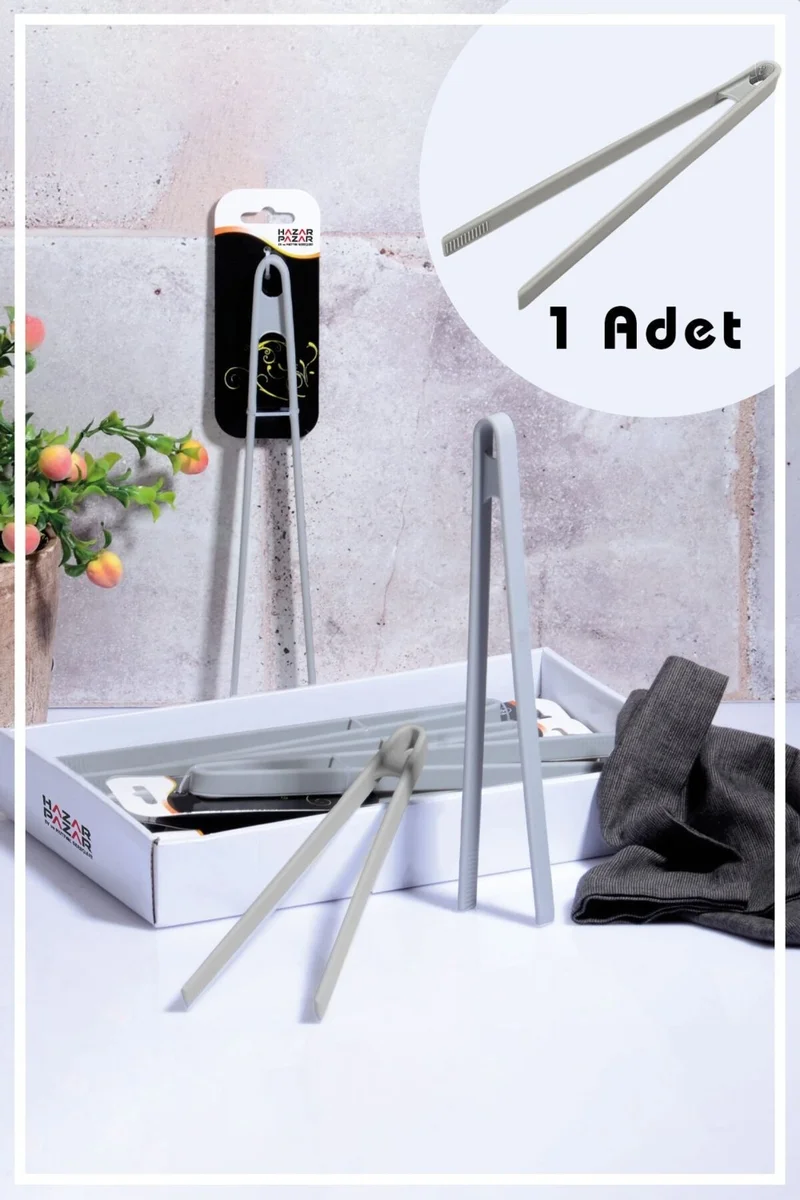 هازاربازار Set of 2 Smoked Heat Resistant Silicone Frying Tongs and Metal Silicone Tip Frying Serving Tongs