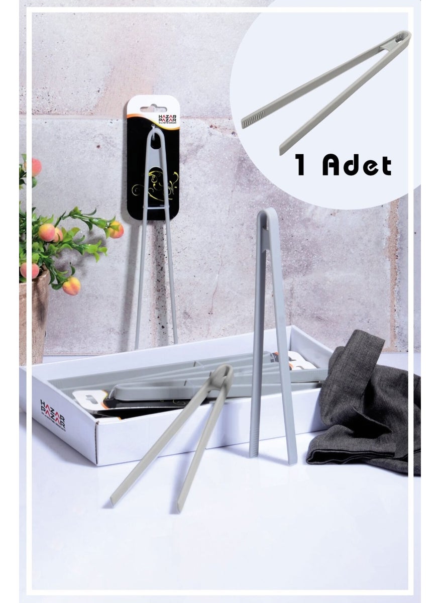 Hazarpazar - Set of 2 Smoked Heat Resistant Silicone Frying Tongs and Metal Silicone Tip Frying Serving Tongs - Image 1