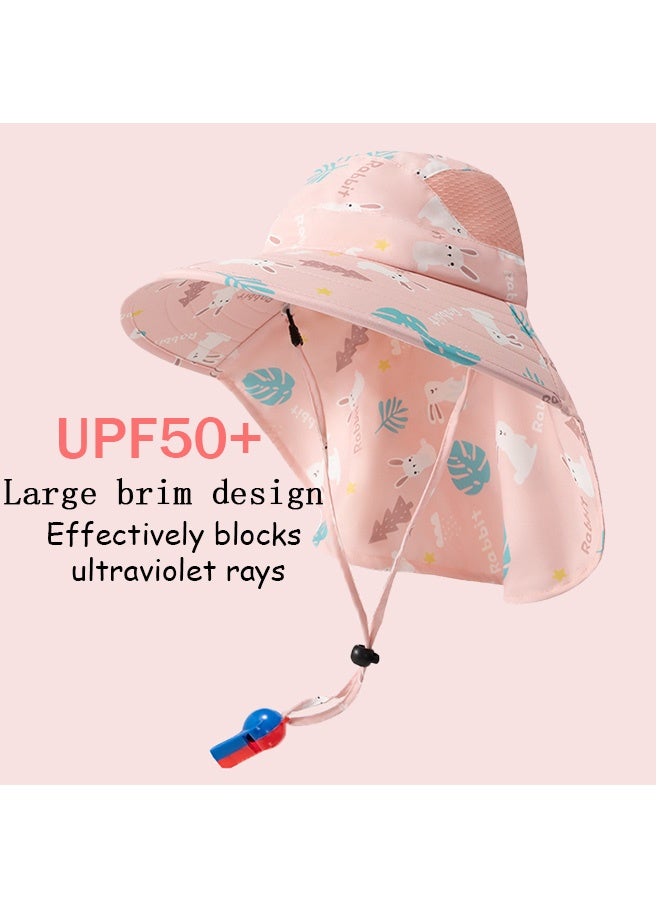 Quantum Kids Sun Hat, Whistle Fisherman Hat Sun Protection Neck Protection, Breathable Sun Protections Beach Caps for Infants 3-10Y - Image 4