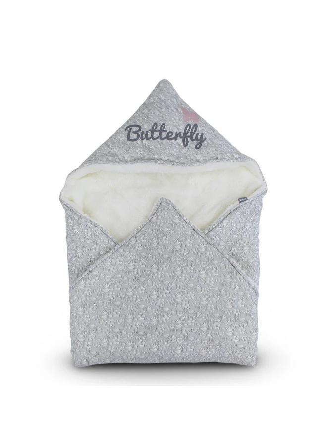 Junior Cotton Baby Blanket – Grey with "Butterfly" Design - Image 1