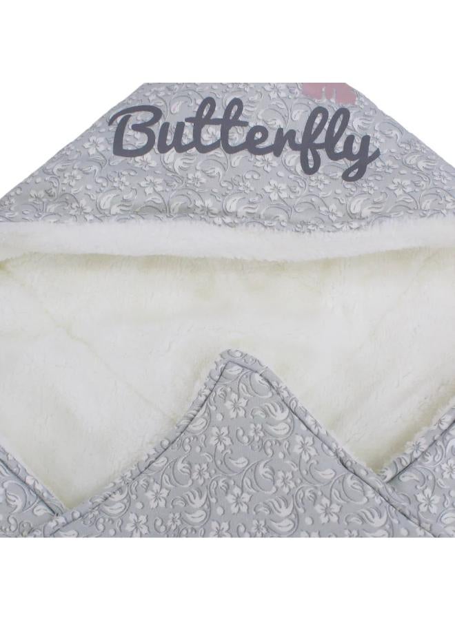 Junior Cotton Baby Blanket – Grey with "Butterfly" Design - Image 3