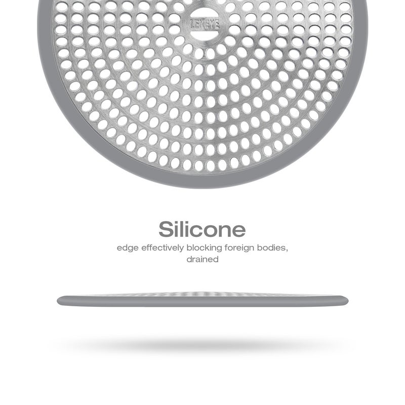 Lekeye Shower Drain Hair Catcher/Bathroom Drain Cover/Tub Drain Protector/Drain Strainer/Stainless Steel And Silicone - Image 4