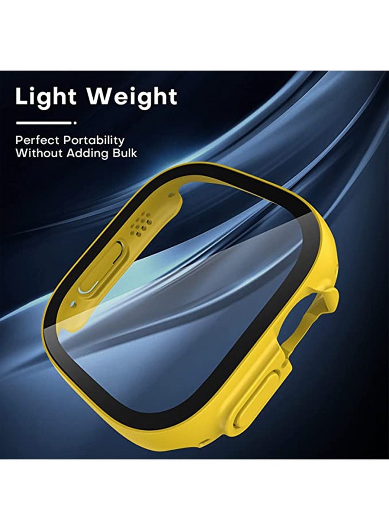 Tempered Glass Hard PC Case Compatible with Apple Watch Ultra 49mm Screen Protector, [9H Hardness] [HD Clear] [Touch Sensitive] Full Protection Case for iWatch Ultra,Yellow(2 Pack)  - Image 3