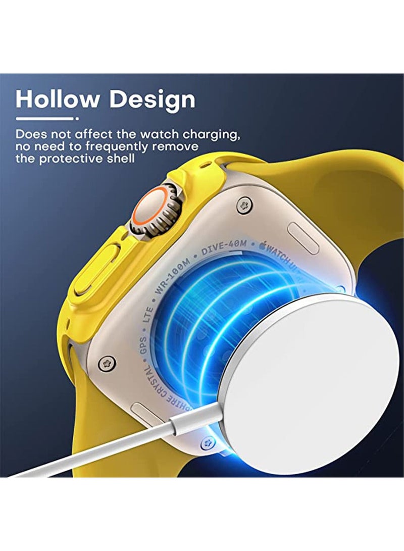 Tempered Glass Hard PC Case Compatible with Apple Watch Ultra 49mm Screen Protector, [9H Hardness] [HD Clear] [Touch Sensitive] Full Protection Case for iWatch Ultra,Yellow(2 Pack)  - Image 5