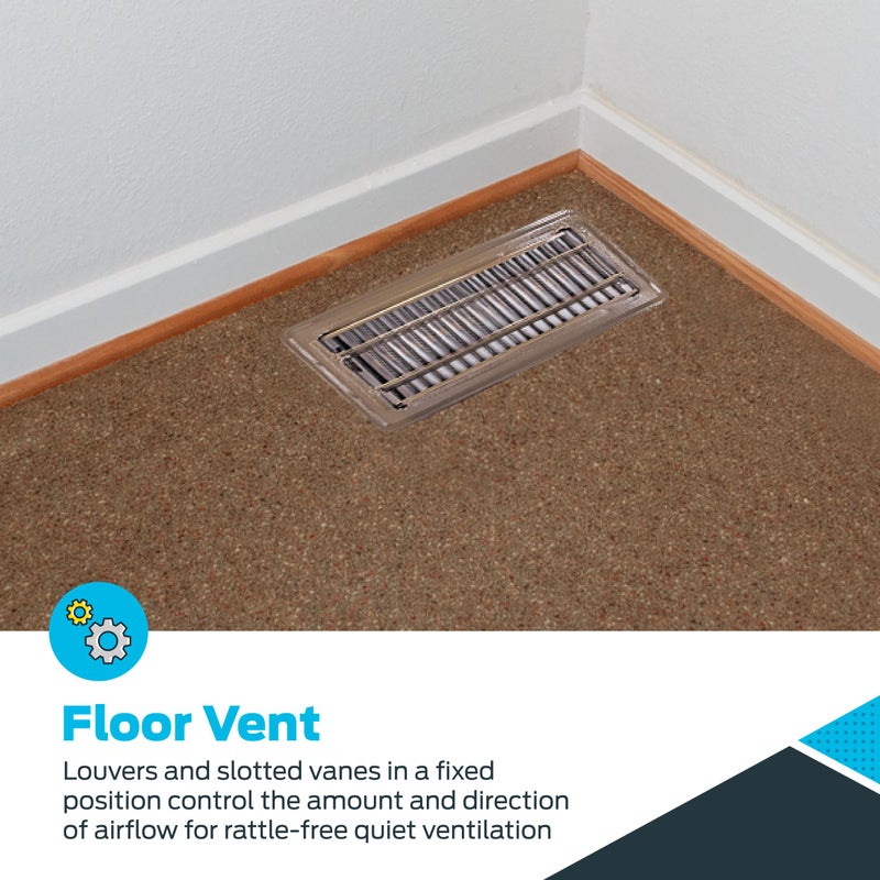 EZ-FLO 4 x 10 Inch (Duct Opening) Floor Register Vent Cover, One-Way Ventilation Register Diffuser, Solid Steel HVAC Air Vent Cover, Brown, 61602 - Image 4