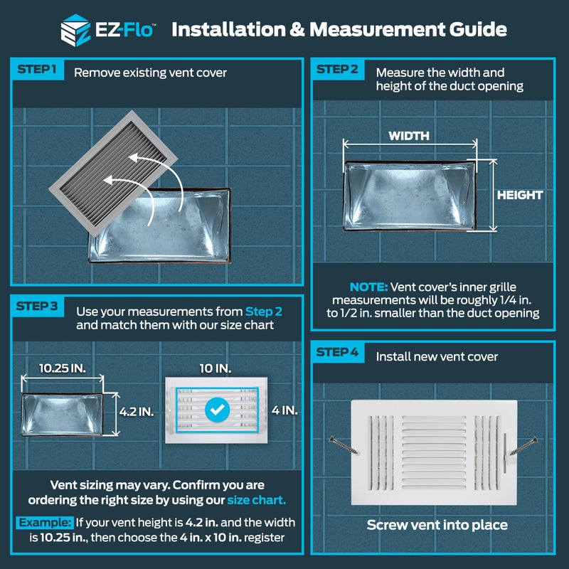 EZ-FLO 4 x 10 Inch (Duct Opening) Floor Register Vent Cover, One-Way Ventilation Register Diffuser, Solid Steel HVAC Air Vent Cover, Brown, 61602 - Image 3