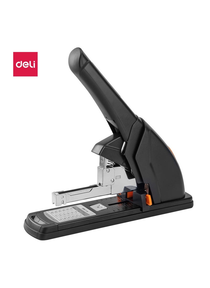 Deli Deli E0386 Effortless Heavy Duty Stapler for 120 Sheets Max, TPE Cap, ABS Handle, Metal Base, SPCC Metal Structure, Black - School & Office Use – 1PCS/Color Box  - Image 1